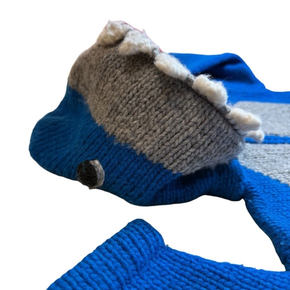 ECC Shark Sweater‎ 100% Wool Full Zip Youth 6 Blue Gray Ecuadorian Clothing Co - Picture 3 of 11